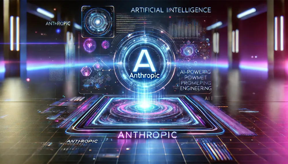 Representación visual de la biblioteca de prompts de Anthropic, mostrando la optimización de consultas a inteligencia artificial para generar contenido preciso y creativo.